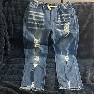 2xu Blue Distressed Boyfriend Jeans